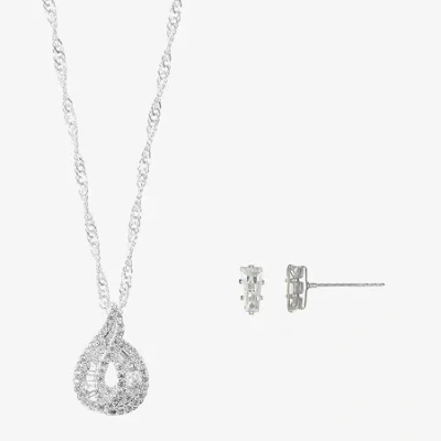 Sparkle Allure Womens Cubic Zirconia Pure Silver Over Brass 2-pc. Jewelry Set In Transparent