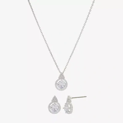 Sparkle Allure Womens Cubic Zirconia Pure Silver Over Brass 2-pc. Jewelry Set In Transparent