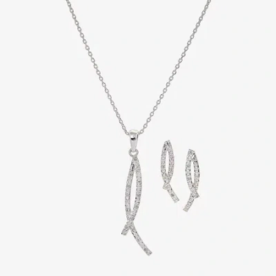 Sparkle Allure Womens Cubic Zirconia Pure Silver Over Brass 2-pc. Jewelry Set In Transparent