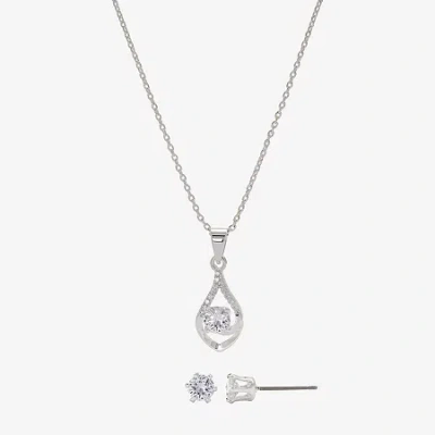 Sparkle Allure Womens Cubic Zirconia Pure Silver Over Brass 2-pc. Jewelry Set In Transparent