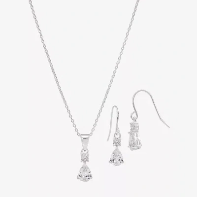 Sparkle Allure Womens Cubic Zirconia Pure Silver Over Brass 2-pc. Jewelry Set In Transparent
