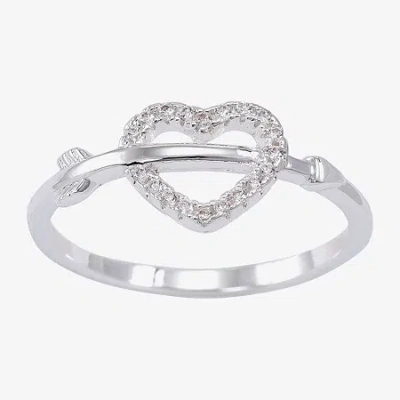 Sparkle Allure Womens Cubic Zirconia Pure Silver Over Brass Arrow Heart Delicate Band