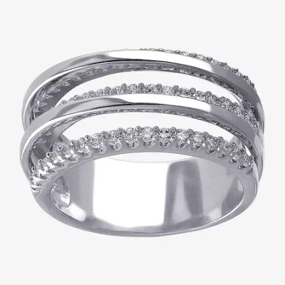Sparkle Allure Womens Cubic Zirconia Pure Silver Over Brass Band In Transparent