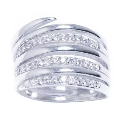 Sparkle Allure Womens Cubic Zirconia Pure Silver Over Brass Band