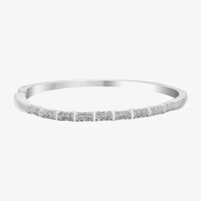 Sparkle Allure Womens Cubic Zirconia Pure Silver Over Brass Bangle Bracelet In Transparent