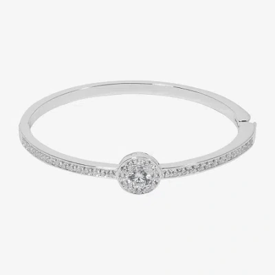 Sparkle Allure Womens Cubic Zirconia Pure Silver Over Brass Bangle Bracelet In Transparent
