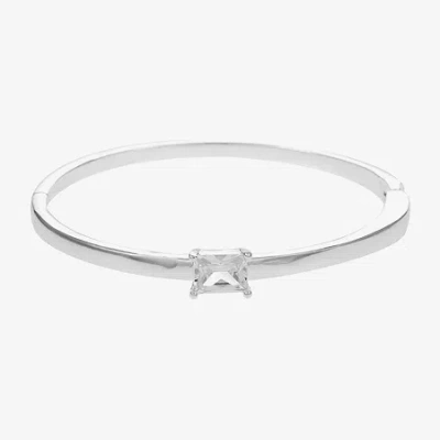 Sparkle Allure Womens Cubic Zirconia Pure Silver Over Brass Bangle Bracelet In Transparent