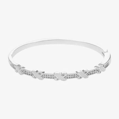 Sparkle Allure Womens Cubic Zirconia Pure Silver Over Brass Bangle Bracelet In Transparent