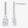 Sparkle Allure Womens Cubic Zirconia Pure Silver Over Brass Bar Drop Earrings In Silver