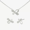 Sparkle Allure Womens Cubic Zirconia Pure Silver Over Brass Bow 2-pc. Jewelry Set In Transparent