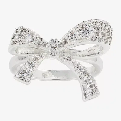 Sparkle Allure Womens Cubic Zirconia Pure Silver Over Brass Bow Cocktail Ring In Metallic