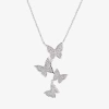 Sparkle Allure Womens Cubic Zirconia Pure Silver Over Brass Butterfly 16 Inch Pendant Necklace In Transparent