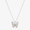 Sparkle Allure Womens Cubic Zirconia Pure Silver Over Brass Butterfly 16 Inch Pendant Necklace In Transparent