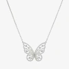 Sparkle Allure Womens Cubic Zirconia Pure Silver Over Brass Butterfly 16 Inch Pendant Necklace In Transparent