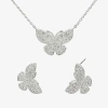 Sparkle Allure Womens Cubic Zirconia Pure Silver Over Brass Butterfly 2-pc. Jewelry Set In Metallic