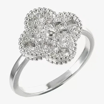 Sparkle Allure Womens Cubic Zirconia Pure Silver Over Brass Clover Cocktail Ring