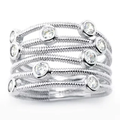 Sparkle Allure Womens Cubic Zirconia Pure Silver Over Brass Cocktail Ring In Metallic