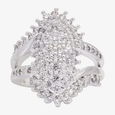 Sparkle Allure Womens Cubic Zirconia Pure Silver Over Brass Cocktail Ring In Metallic