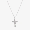 Sparkle Allure Womens Cubic Zirconia Pure Silver Over Brass Cross 16 Inch Pendant Necklace In White