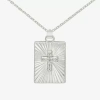 Sparkle Allure Womens Cubic Zirconia Pure Silver Over Brass Cross 16 Inch Pendant Necklace In Transparent