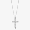 Sparkle Allure Womens Cubic Zirconia Pure Silver Over Brass Cross 18 Inch Pendant Necklace In Transparent