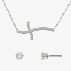 Sparkle Allure Womens Cubic Zirconia Pure Silver Over Brass Cross 2-pc. Jewelry Set In Silver