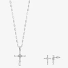 Sparkle Allure Womens Cubic Zirconia Pure Silver Over Brass Cross 2-pc. Jewelry Set In Metallic