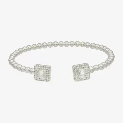 Sparkle Allure Womens Cubic Zirconia Pure Silver Over Brass Cuff Bracelet In Metallic