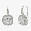Sparkle Allure Womens Cubic Zirconia Pure Silver Over Brass Cushion Drop Earrings In Silver