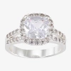 Sparkle Allure Womens Cubic Zirconia Pure Silver Over Brass Cushion Halo Engagement Ring In Transparent