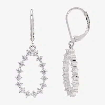 Sparkle Allure Womens Cubic Zirconia Pure Silver Over Brass Drop Earrings In Transparent