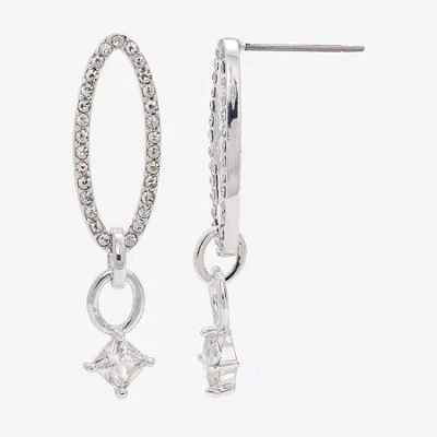 Sparkle Allure Womens Cubic Zirconia Pure Silver Over Brass Drop Earrings In Transparent