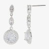 Sparkle Allure Womens Cubic Zirconia Pure Silver Over Brass Drop Earrings In Silver