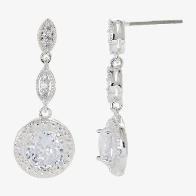 Sparkle Allure Womens Cubic Zirconia Pure Silver Over Brass Drop Earrings In Transparent