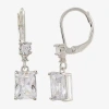Sparkle Allure Womens Cubic Zirconia Pure Silver Over Brass Drop Earrings In Transparent