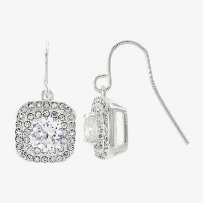 Sparkle Allure Womens Cubic Zirconia Pure Silver Over Brass Drop Earrings In Transparent