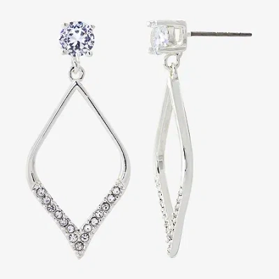 Sparkle Allure Womens Cubic Zirconia Pure Silver Over Brass Drop Earrings In Metallic