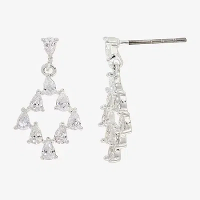 Sparkle Allure Womens Cubic Zirconia Pure Silver Over Brass Drop Earrings In Metallic