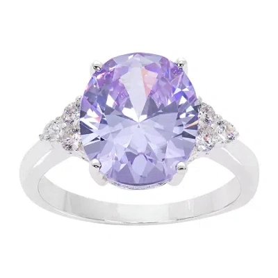 Sparkle Allure Womens Cubic Zirconia Pure Silver Over Brass Engagement Ring In Transparent