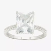 Sparkle Allure Womens Cubic Zirconia Pure Silver Over Brass Engagement Ring In Transparent