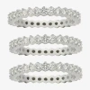 Sparkle Allure Womens Cubic Zirconia Pure Silver Over Brass Eternity Ring Set In Silver