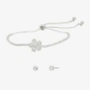 Sparkle Allure Womens Cubic Zirconia Pure Silver Over Brass Flower 2-pc. Jewelry Set In Transparent