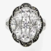 Sparkle Allure Womens Cubic Zirconia Pure Silver Over Brass Flower Cluster Cocktail Ring In Metallic