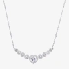 Sparkle Allure Womens Cubic Zirconia Pure Silver Over Brass Heart 16 Inch Pendant Necklace In Transparent