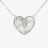 Sparkle Allure Womens Cubic Zirconia Pure Silver Over Brass Heart 16 Inch Pendant Necklace In Metallic