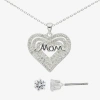 Sparkle Allure Womens Cubic Zirconia Pure Silver Over Brass Heart 2-pc. Jewelry Set In Transparent