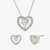 Sparkle Allure Womens Cubic Zirconia Pure Silver Over Brass Heart 2-pc. Jewelry Set In Transparent