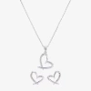 Sparkle Allure Womens Cubic Zirconia Pure Silver Over Brass Heart 2-pc. Jewelry Set In Metallic