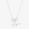 Sparkle Allure Womens Cubic Zirconia Pure Silver Over Brass Heart 2-pc. Jewelry Set In Transparent