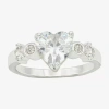 Sparkle Allure Womens Cubic Zirconia Pure Silver Over Brass Heart Cocktail Ring